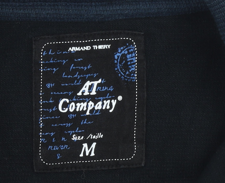 Armand Thiery Men's Blue M 1/4 Zip Cotton Knit Jumper