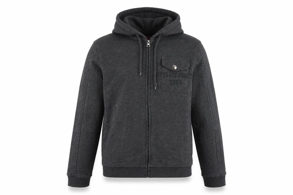 Mens UK L Regular GUESS Grey Full Zip Hoodie