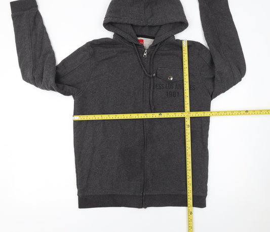 Mens UK L Regular GUESS Grey Full Zip Hoodie
