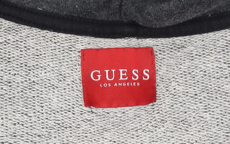 Mens UK L Regular GUESS Grey Full Zip Hoodie