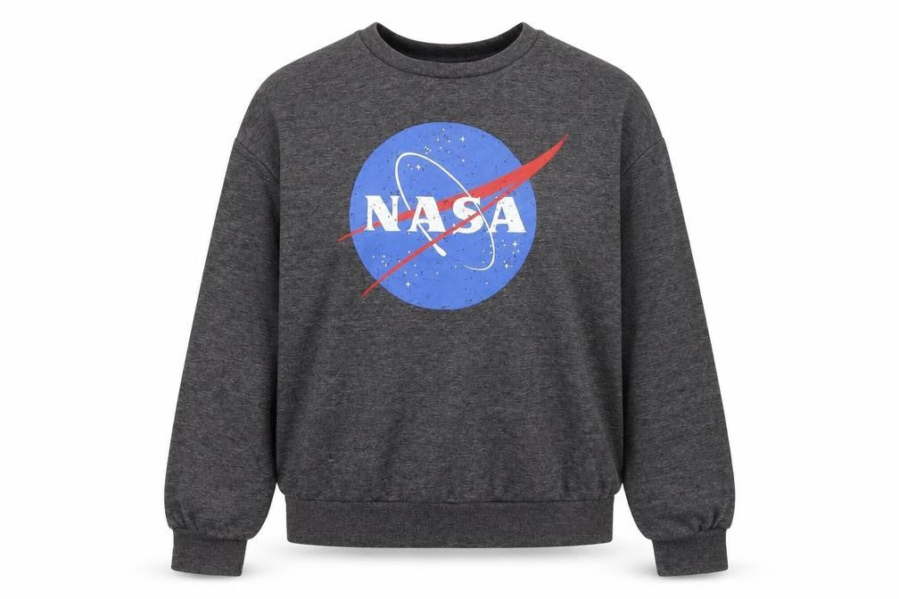 NASA Women’s Grey Pullover Sweatshirt 2XS Cotton Blend Graphic Print
