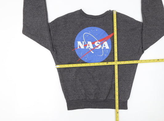 NASA Women’s Grey Pullover Sweatshirt 2XS Cotton Blend Graphic Print