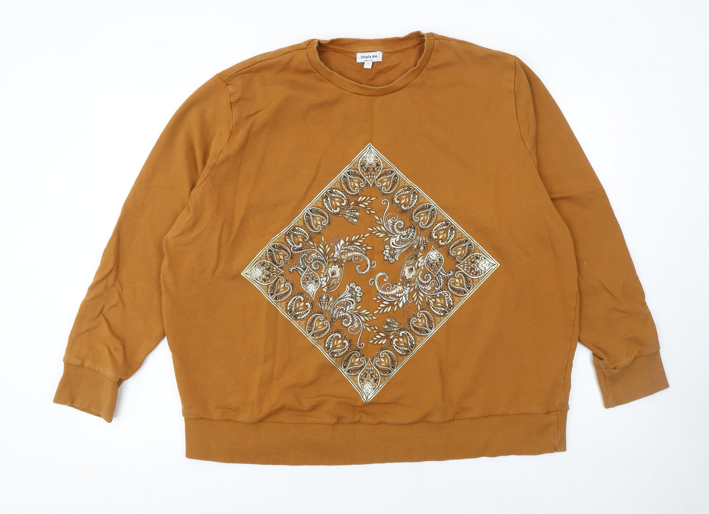 Simply Be Women’s Brown Paisley Graphic Pullover Sweatshirt Size 22