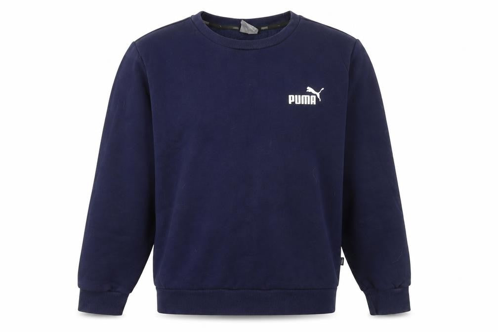Front view of Puma Men's Blue Crew Neck Pullover Sweatshirt, size S