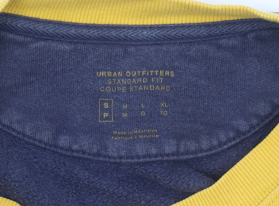 Urban Outfitters Men's Yellow Blue Colour Block Sweatshirt Size S