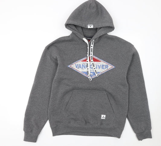 Teepee Mens Grey Vancouver Pullover Hoodie Small Fleece Graphic