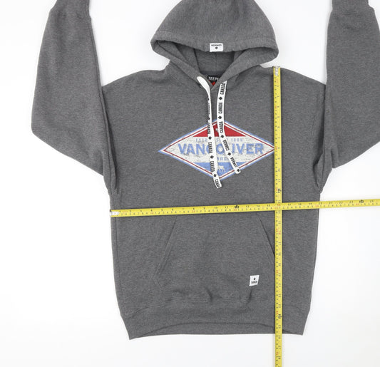 Teepee Mens Grey Vancouver Pullover Hoodie Small Fleece Graphic