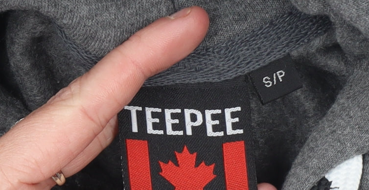 Teepee Mens Grey Vancouver Pullover Hoodie Small Fleece Graphic