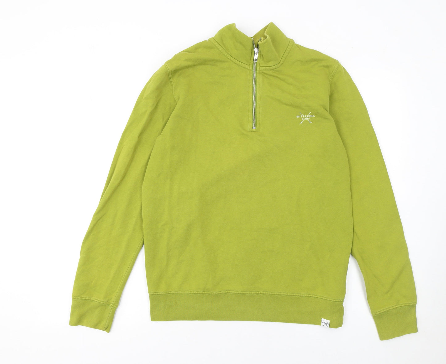 Wittering Surf Men Green S 1/4 Zip Pullover Sweatshirt