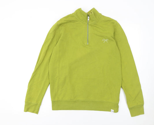 Wittering Surf Men Green S 1/4 Zip Pullover Sweatshirt