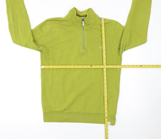 Wittering Surf Men Green S 1/4 Zip Pullover Sweatshirt