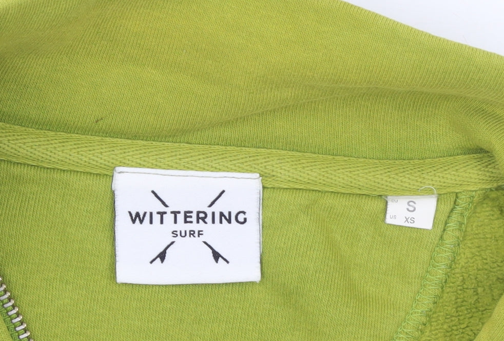 Wittering Surf Men Green S 1/4 Zip Pullover Sweatshirt