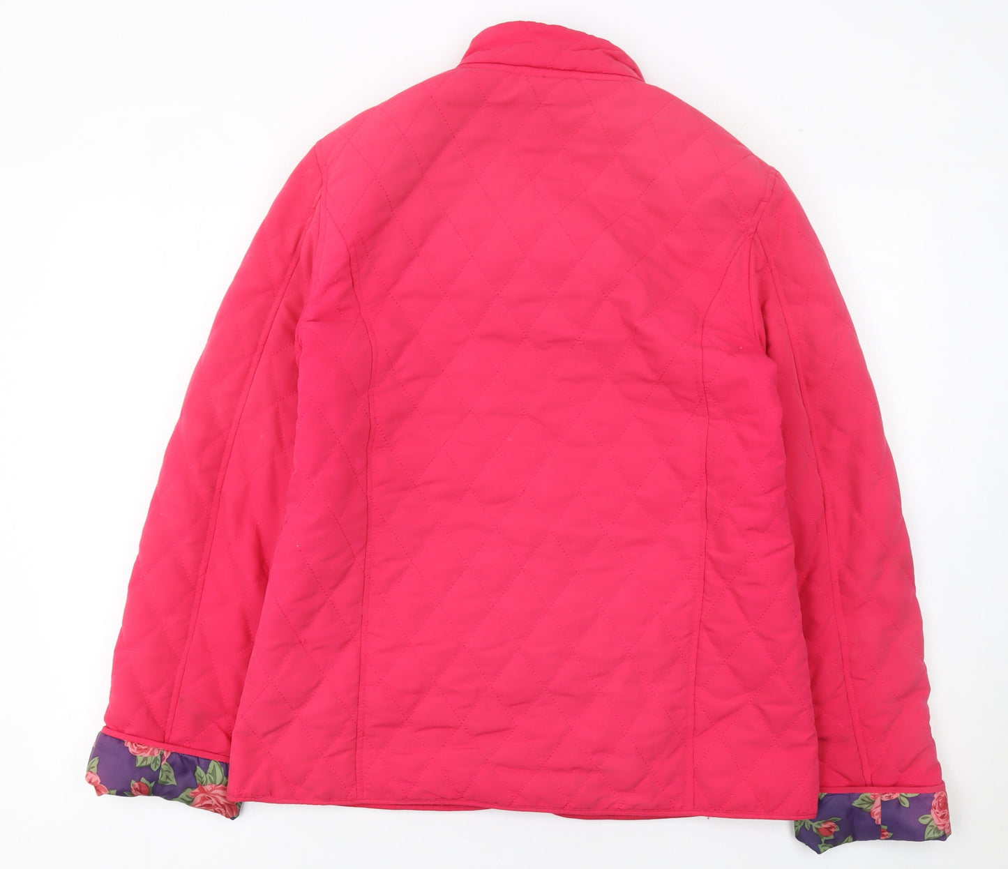 David Barry Womens Pink Quilted Mid-Length Jacket Size 12