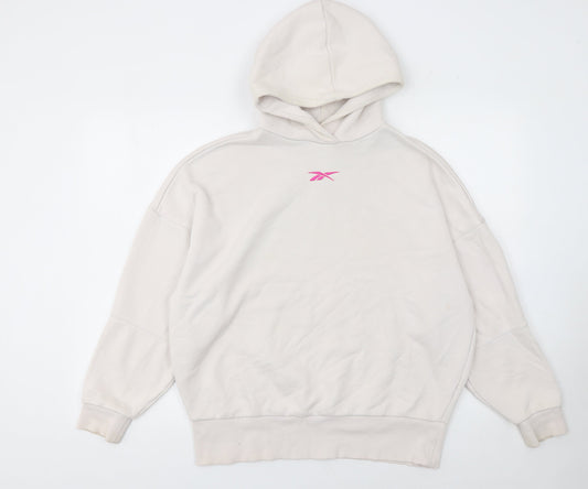 Womens UK XS Relaxed Reebok Beige Pullover Hoodie
