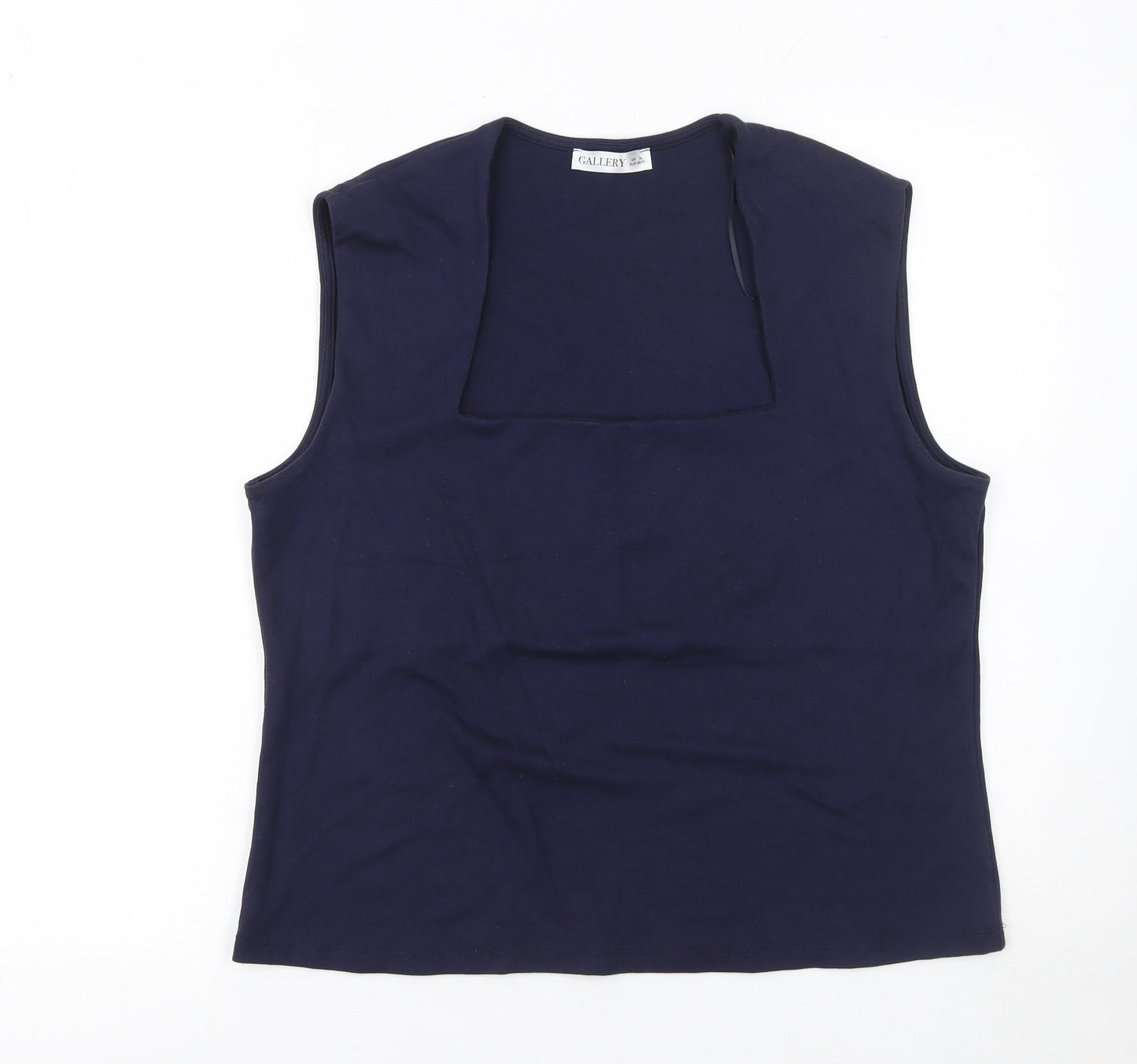 Gallery Womens Blue Square Neck Sleeveless Tank Top XL