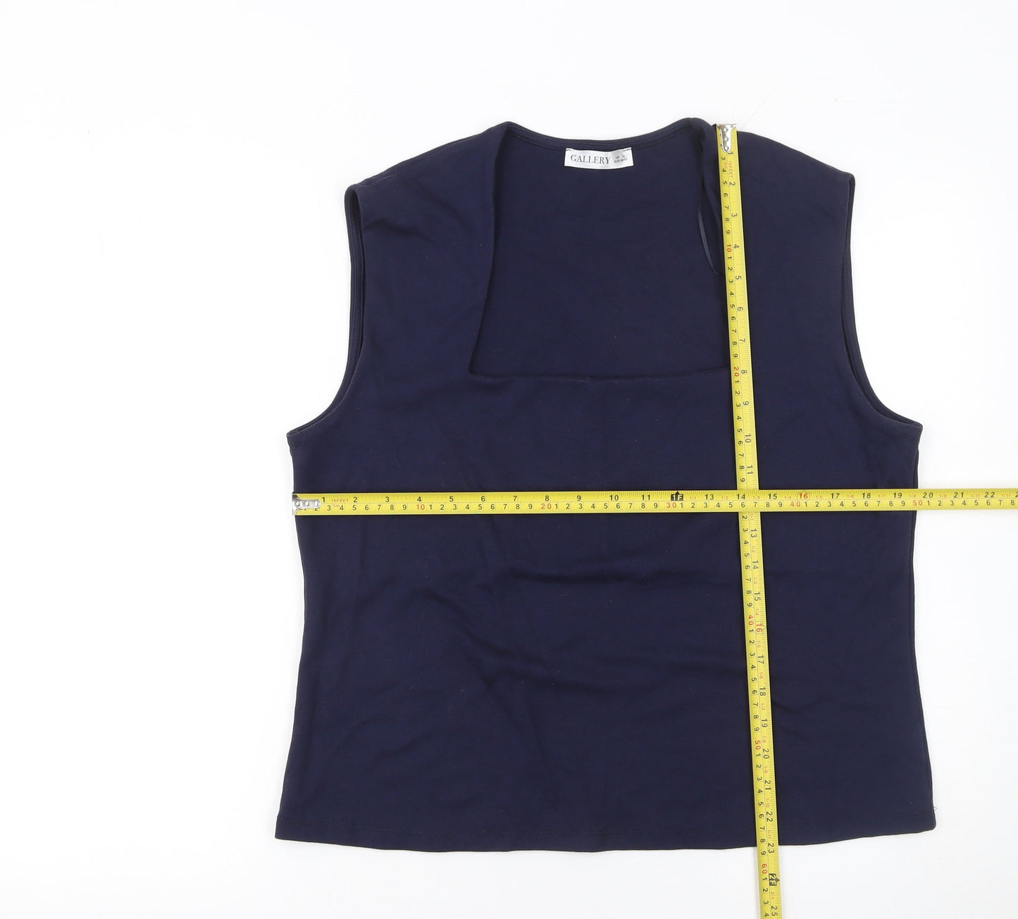 Gallery Womens Blue Square Neck Sleeveless Tank Top XL