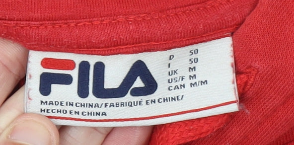 Mens UK M Regular FILA Red Pullover Hoodie