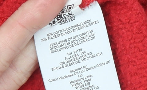 Mens UK M Regular FILA Red Pullover Hoodie