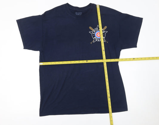 Gildan Men's Blue Chicago Police Cubs Graphic T-Shirt Size L