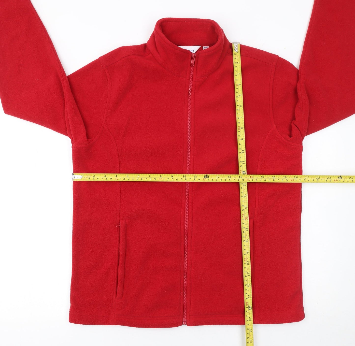 Damart Women Red Fleece Full Zip Jacket Size 12 Casual Warm