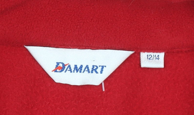 Damart Women Red Fleece Full Zip Jacket Size 12 Casual Warm