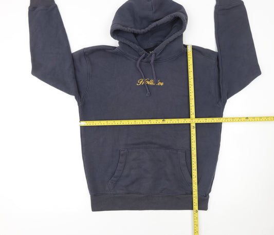 Hollister Men's Blue Pullover Hoodie Size S Fleece Embroidered