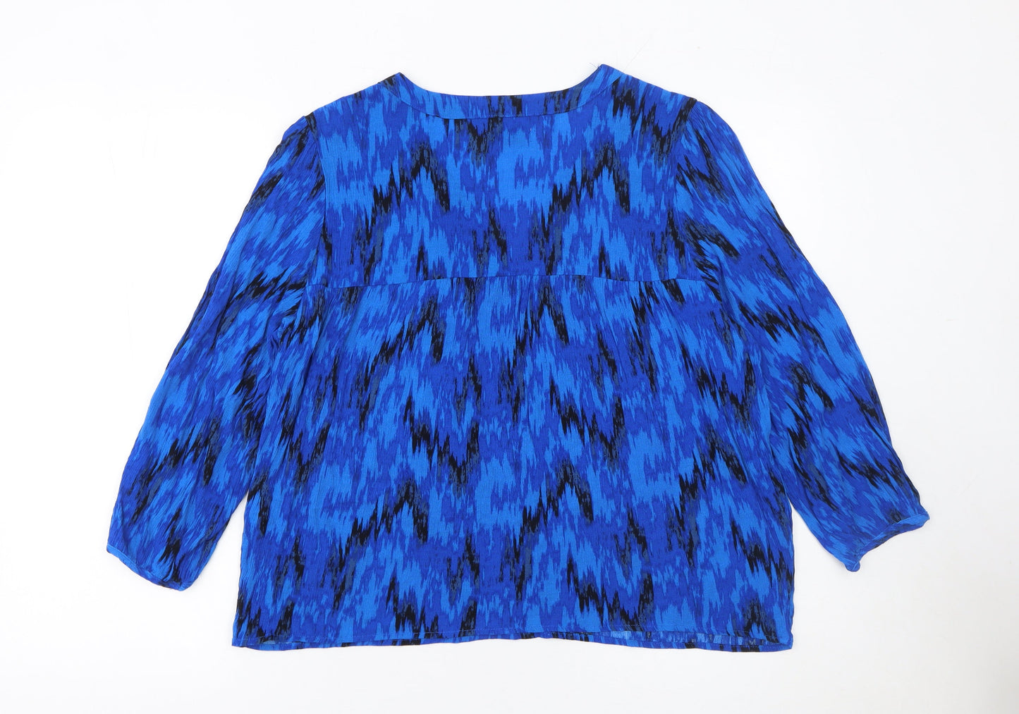 Vila Women Blue Geometric Tunic Blouse Size 10 Viscose