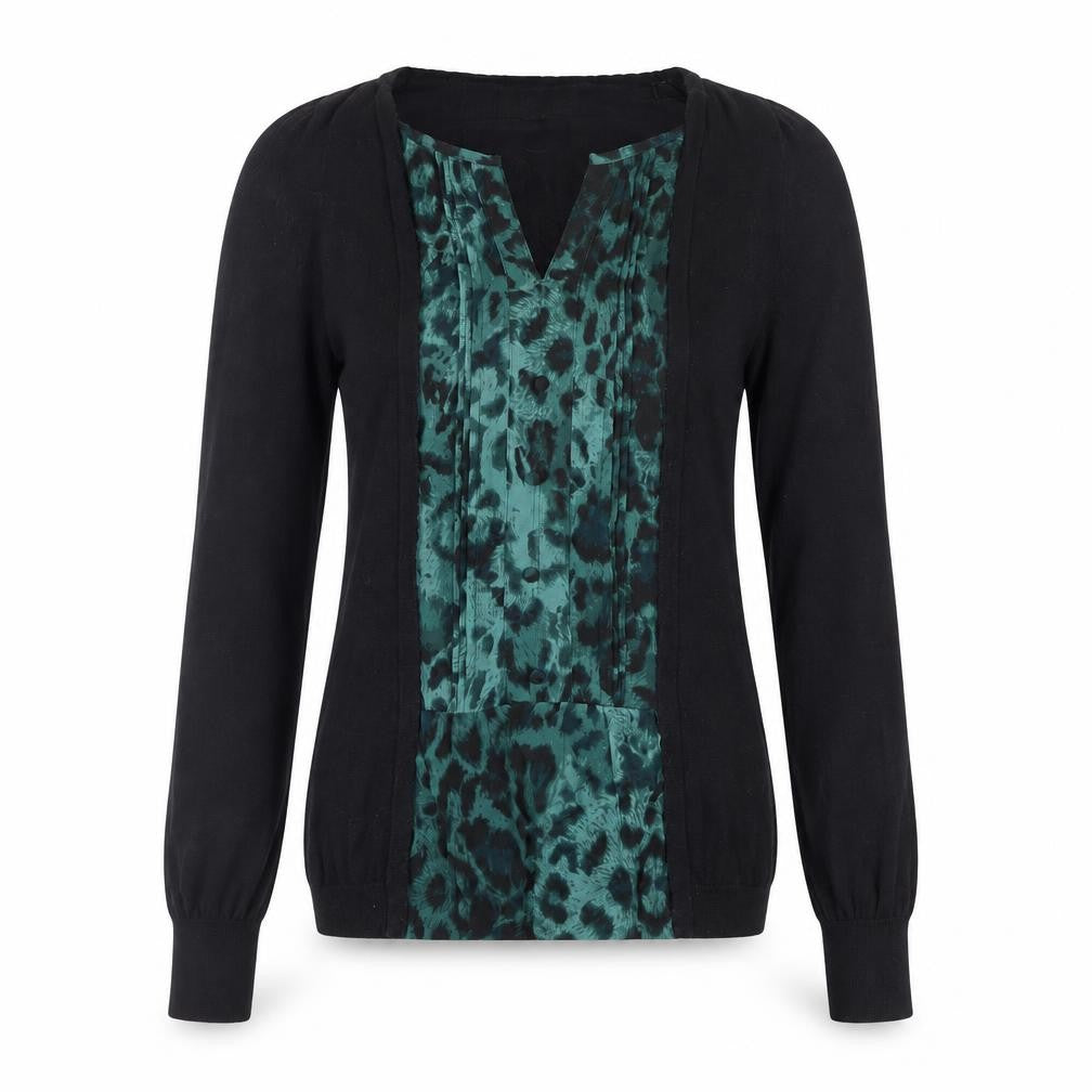 Next Womens Black Green Animal Print Tunic Blouse Size S