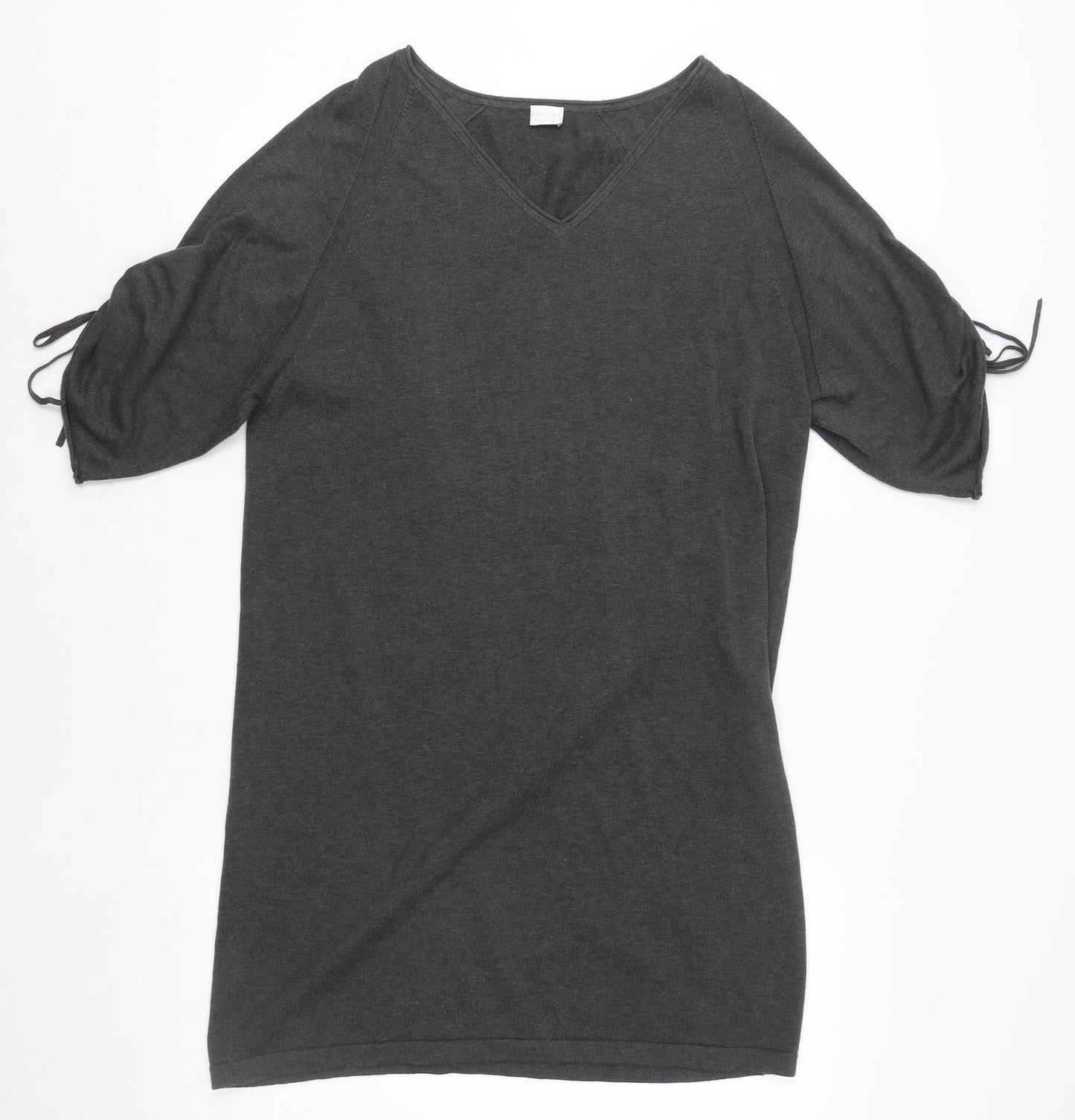 Poetry Womens Grey Cotton V-Neck T-Shirt Dress Size 10