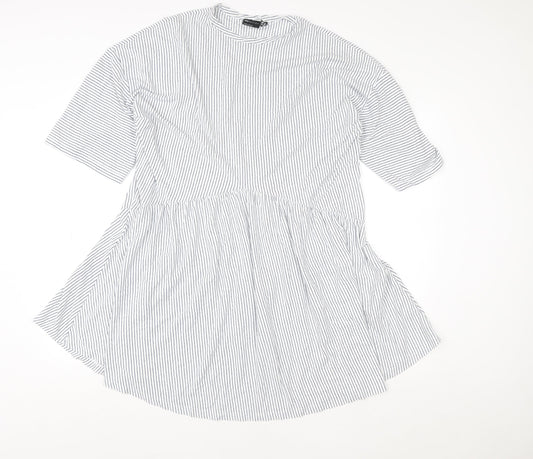 ASOS Design Women Blue Stripe Tall Shirt Dress UK 10 Cotton Blend