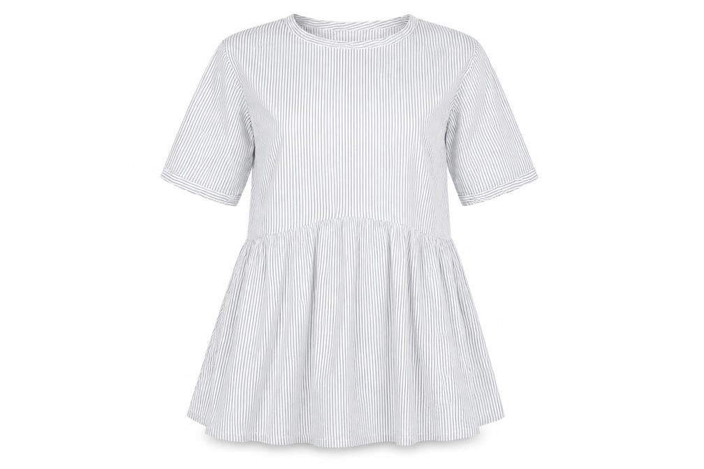 Front view of ASOS Design Women Blue Stripe Tall Shirt Dress UK 10 Cotton Blend