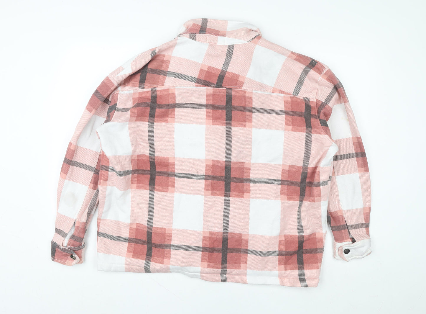 Quiz Womens Pink Check Flannel Shacket Jacket Size M