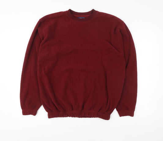 Hippo Men's Red Pullover Crew Neck Knit Sweatshirt Size M