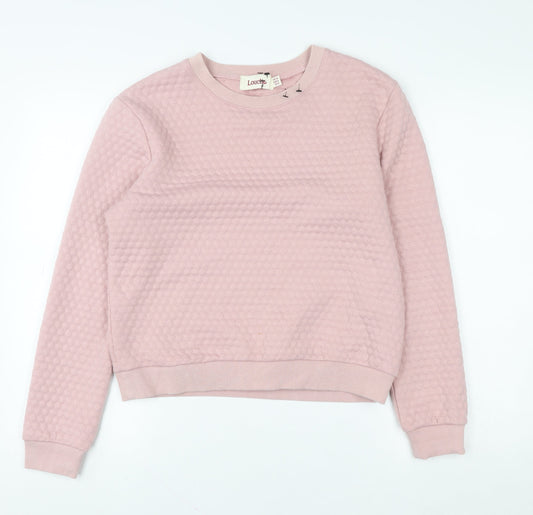 Louche Women Pink Honeycomb Textured Crew Neck Pullover Sweatshirt UK 10