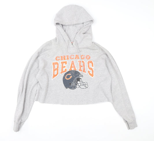 Womens UK M Relaxed NFL Grey Pullover Hoodie