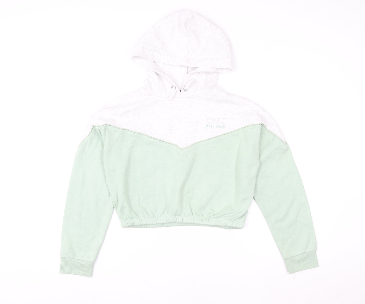 New Look Girls Green Colourblock Hoodie 12-13 Years Pullover Sweatshirt