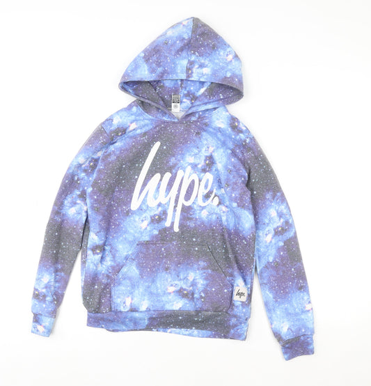 Hype Kids Boys Blue Galaxy Pullover Hoodie 11-12 Years Polyester Cotton
