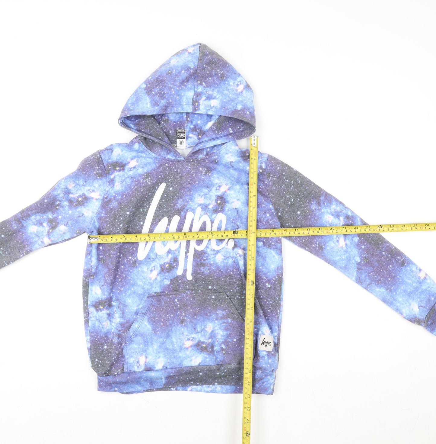 Hype Kids Boys Blue Galaxy Pullover Hoodie 11-12 Years Polyester Cotton