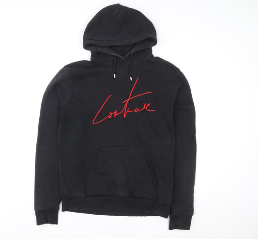 The Couture Club Womens Black Hoodie Medium Pullover Embroidered