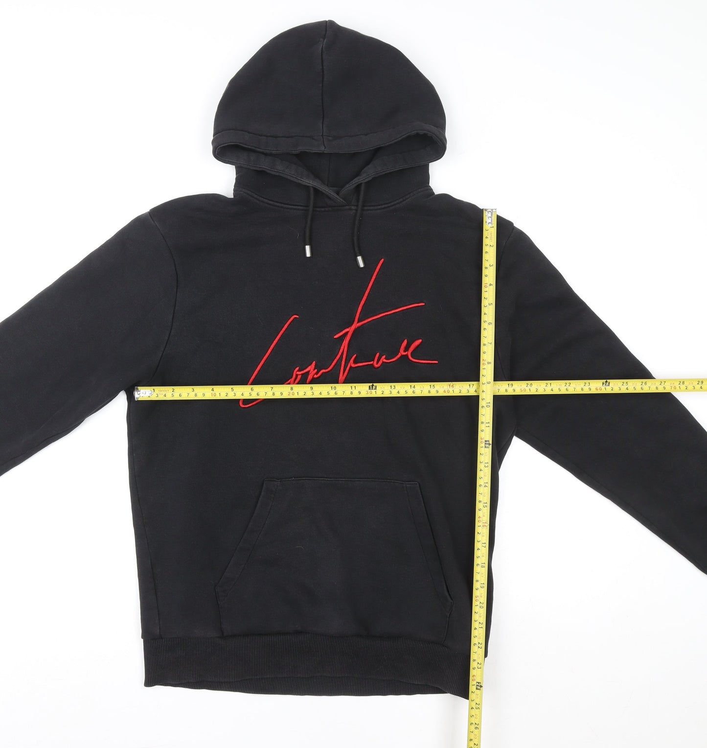 The Couture Club Womens Black Hoodie Medium Pullover Embroidered