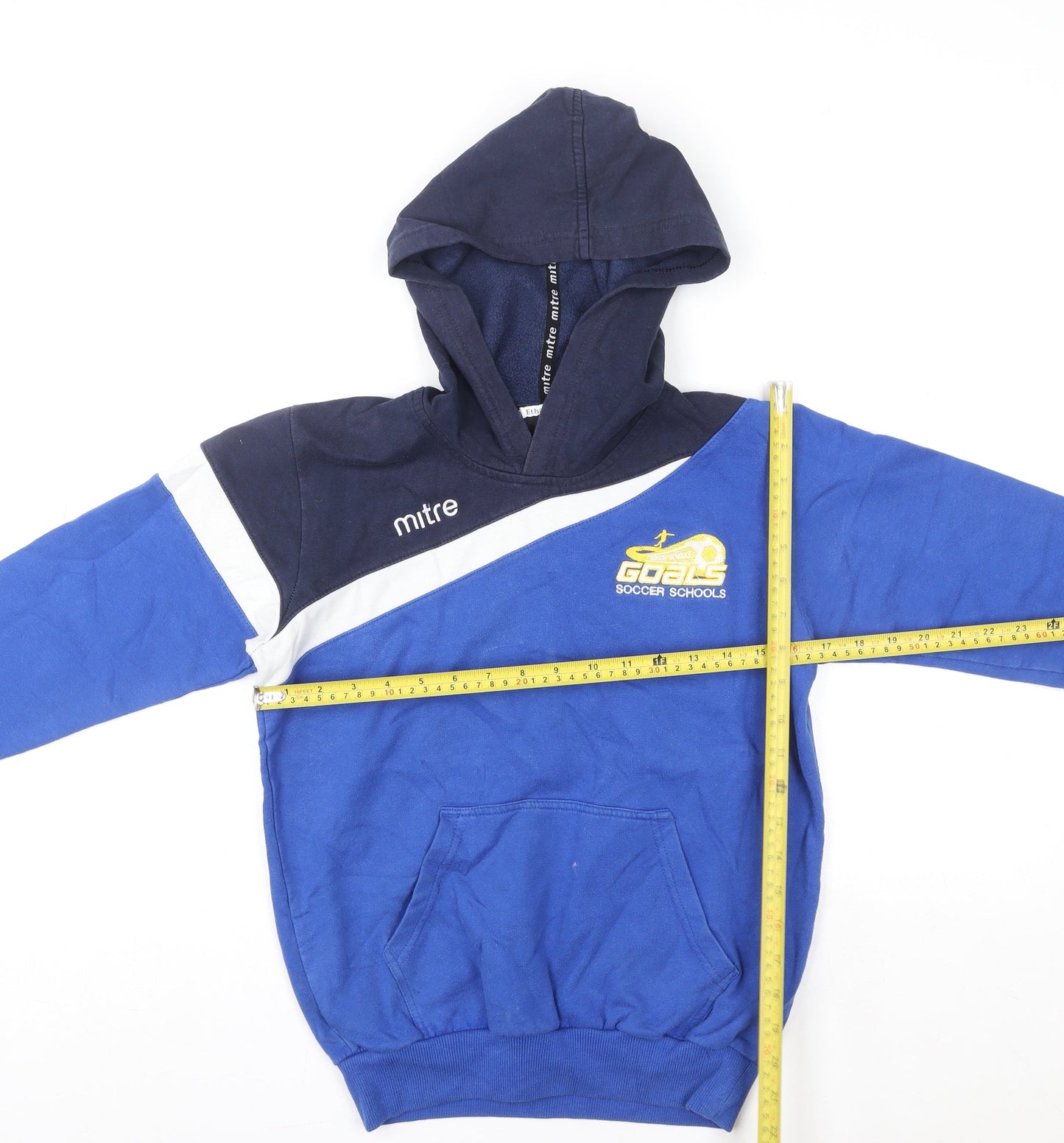Mitre Boys Blue Pullover Hoodie L Goals Soccer Schools Fleece Sweatshirt