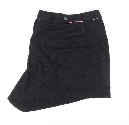 Child Women Black Wool Blend Asymmetric Floral Skirt Size 10