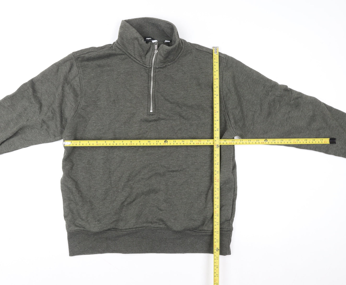 Next Men's Green 1/4 Zip High Neck Sweatshirt Size M