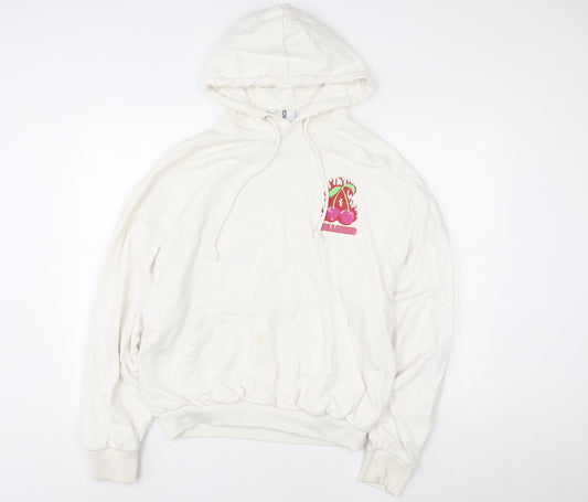 Collusion Women White Small Graphic Print Pullover Hoodie