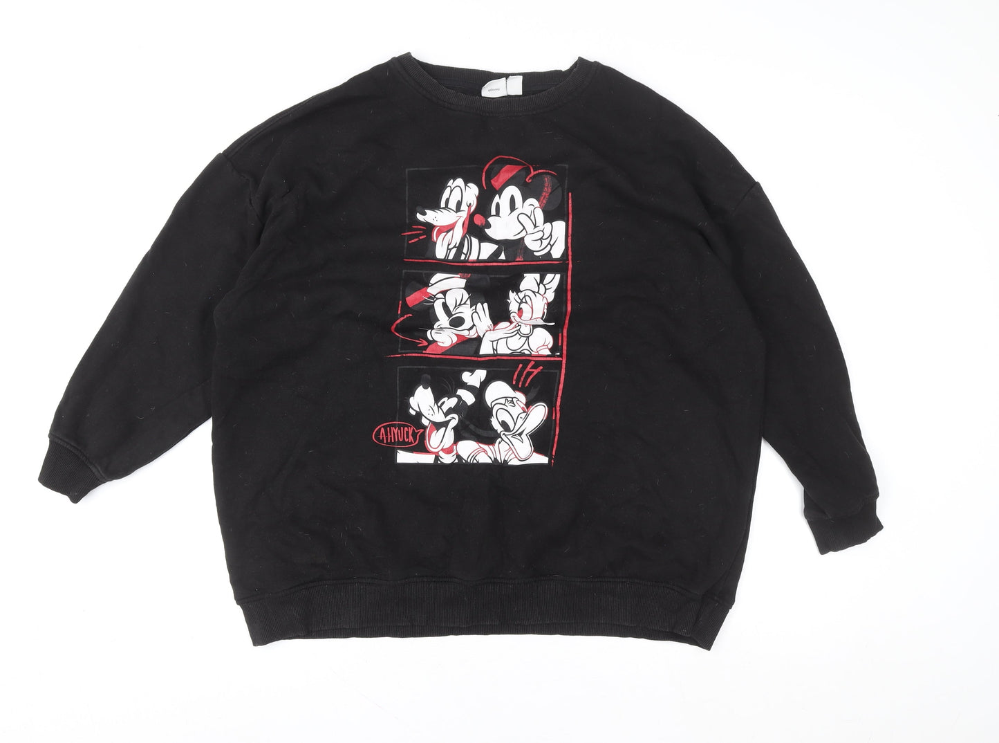 Disney Primark Cares Womens Black L 14/16 Crew Neck Pullover Sweatshirt