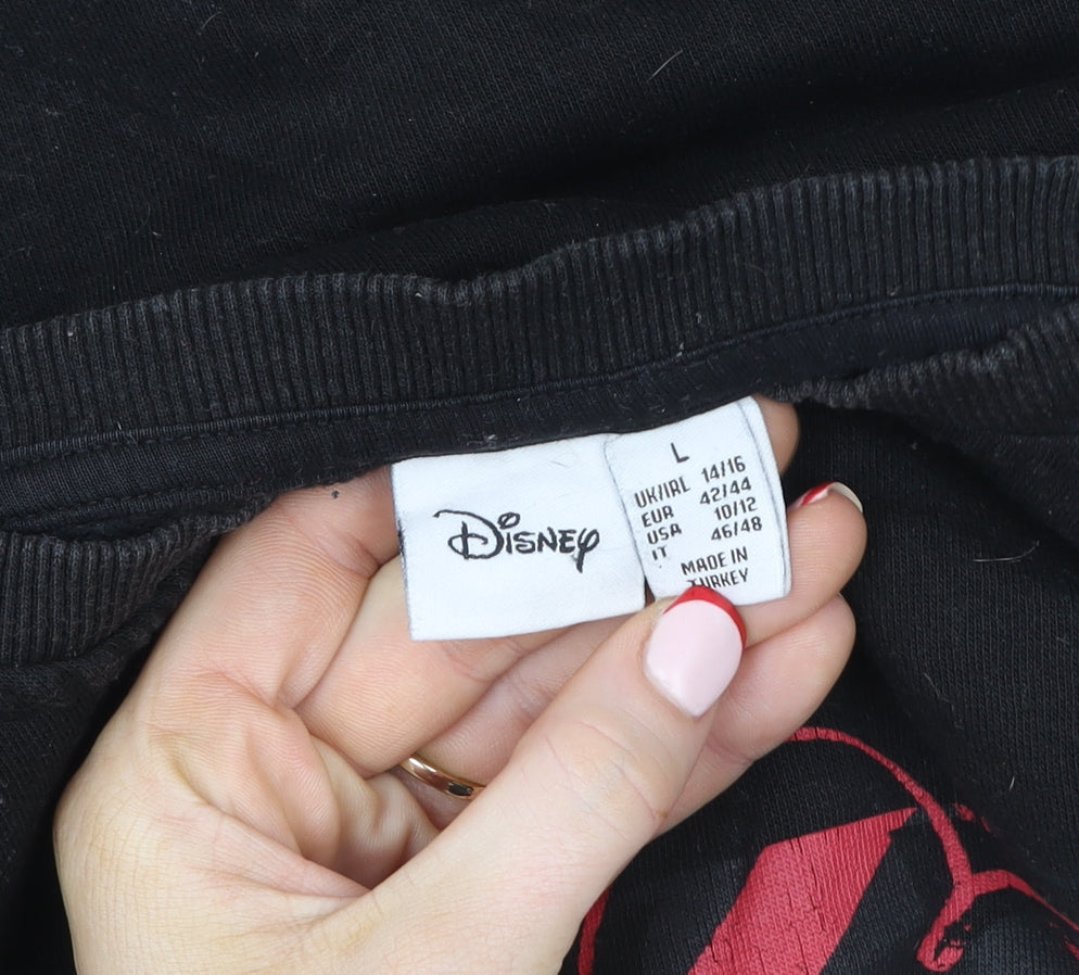 Disney Primark Cares Womens Black L 14/16 Crew Neck Pullover Sweatshirt
