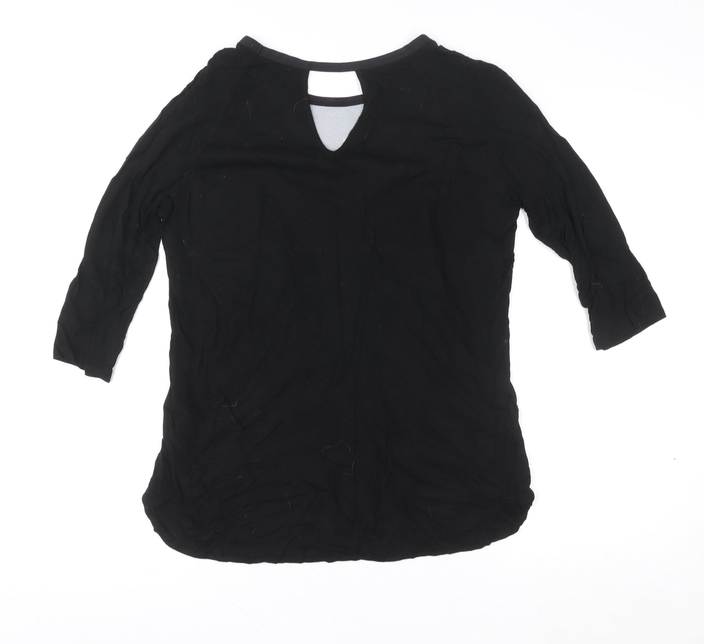 Oasis Women's Black Floral Tunic Blouse M 3/4 Sleeve