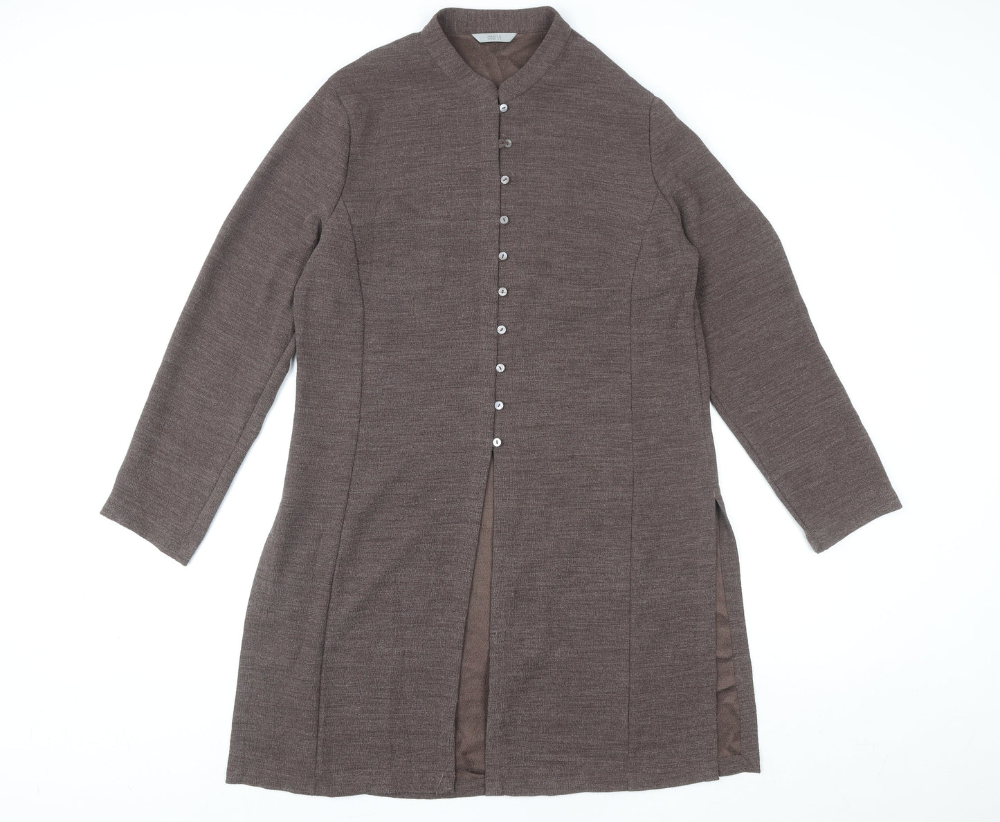 Marks and Spencer Women Brown Size 14 Collared Button Shirt Dress