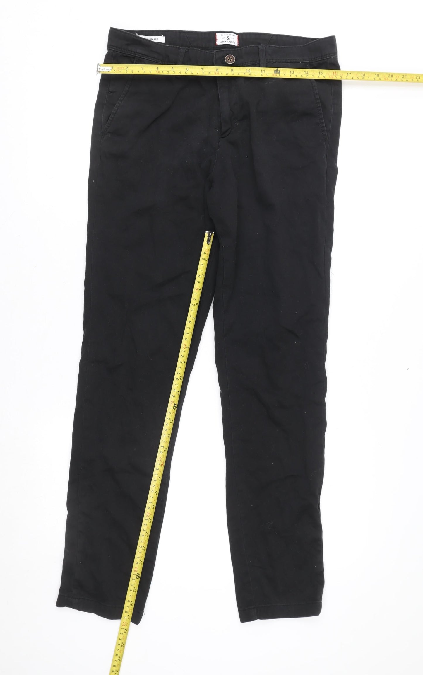 Jack & Jones Men's Black 32in Straight Fit Stretch Jeans