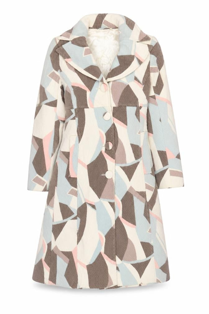 Coast Women’s Multicoloured Long Geometric Button Coat Size 8